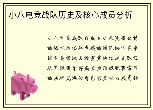 小八电竞战队历史及核心成员分析